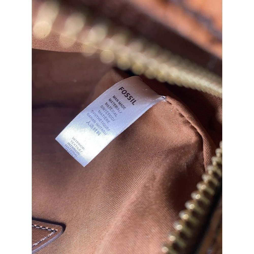 Fossil Croc Leather Effect Messenger Bag Baked Clay Tan And Brown Crossbody - Picture 12 of 16